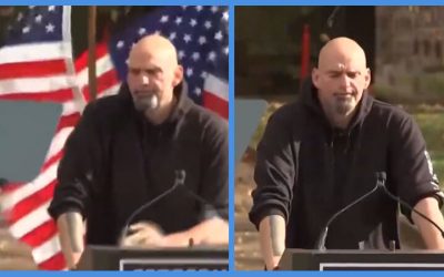 Video: Right When Fetterman Introduces Obama As A “Sedition Free” President, All American Flags Fall Over As If God Looked Down And Said “Not Today”